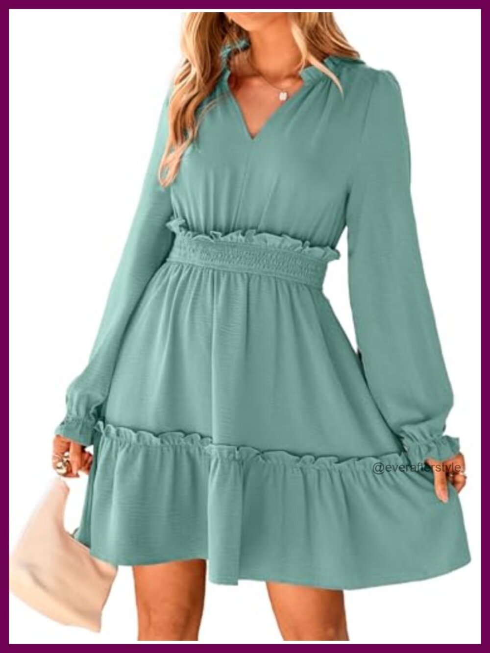 Womens Long Sleeve Ruffle Mini Dress A Line Casual Fall